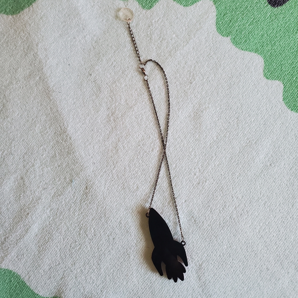 Skully Bunting Acrylic Rocketship Necklace View 3